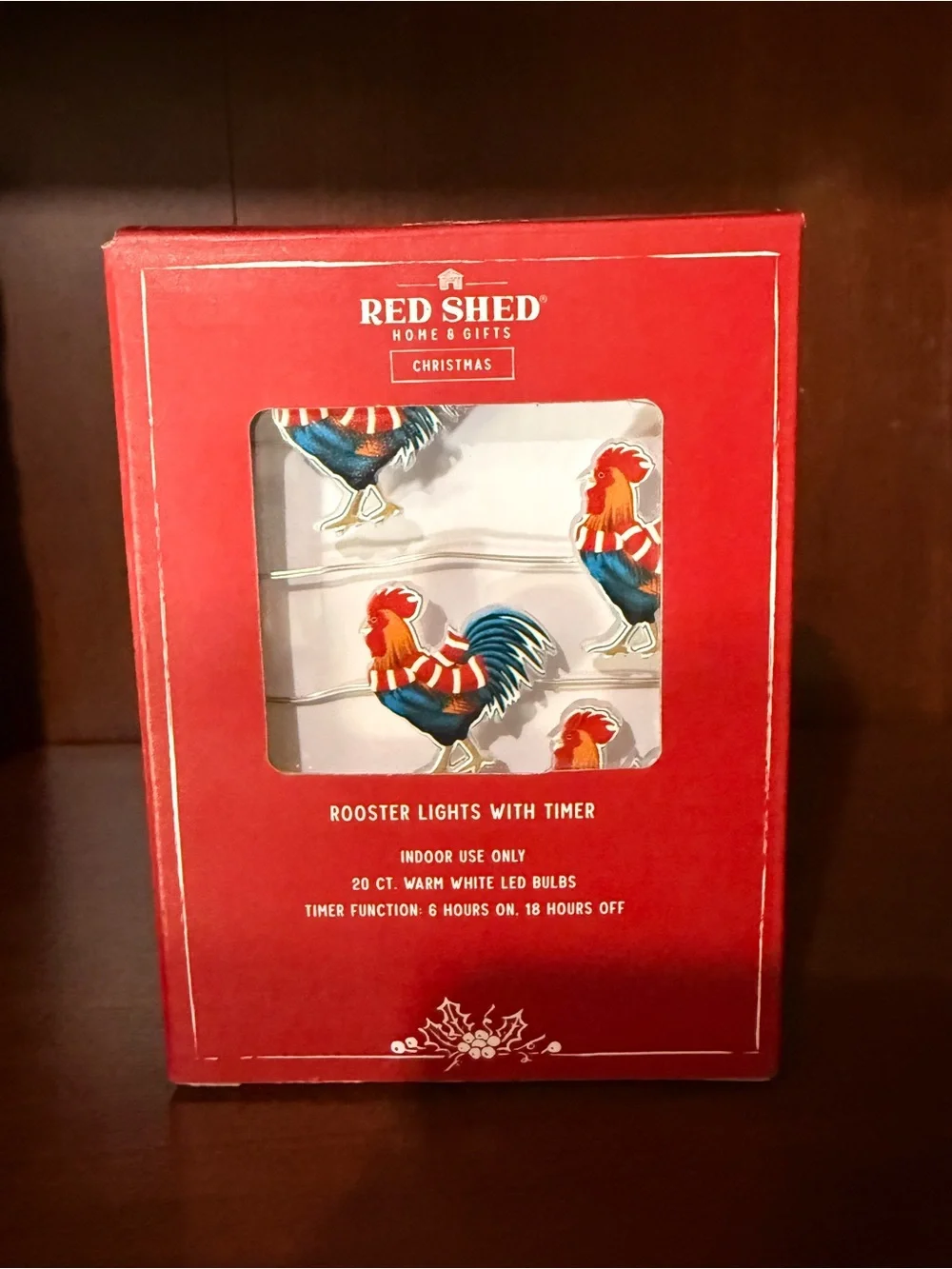 Red Shed Rooster String Lights in Red & Blue